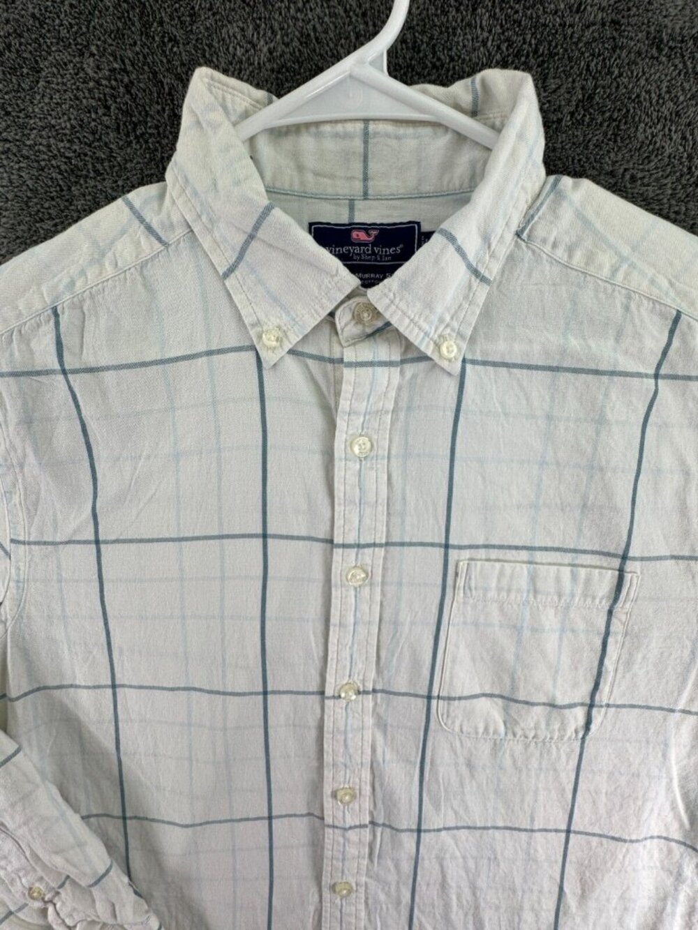 Vineyard Vines Long Sleeve Button Up Shirt Men Slim Fit Murray Large Blue Check